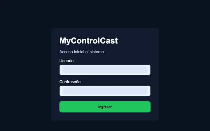 Vista de MyControlCast